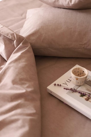 Moosh Çift Kişilik Lastikli Çarşaflı Nevresim Takımı Kahverengi