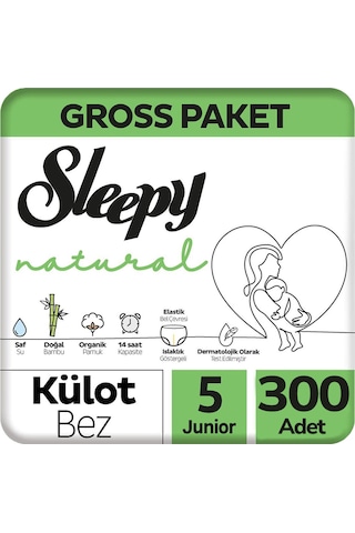 Sleepy Natural Külot Bebek Bezi 5 Beden Gross Paketi 100x3 300 Adet 5 Numara