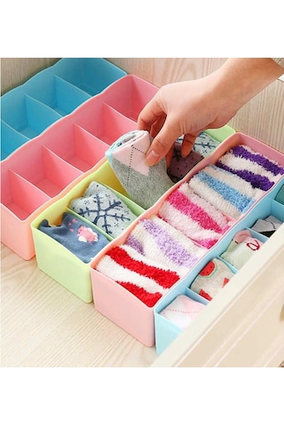 5 Bölmeli Çekmece Düzenleyici Çoraplık Kravat Şal Çok Renkli