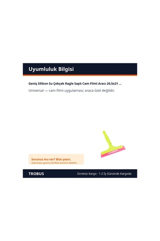 Trobus Geniş Silikon Su Çekçek Ragle Saplı Cam Filmi Aracı 20,5x21 Cm Yeşil Pembe