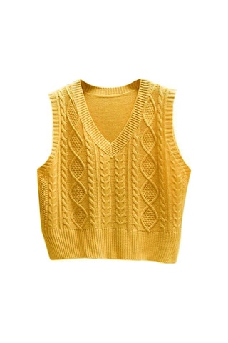 Parti İçin Kazak Yelek Üst Gevşek Kalın Rahat Rahat Eğlence Dış Giyim Sarı