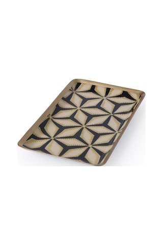 Yargıcı Geometrik Desenli Alüminyum Dikdörtgen Tepsi 15x10x1 Cm 26knhs1029c St