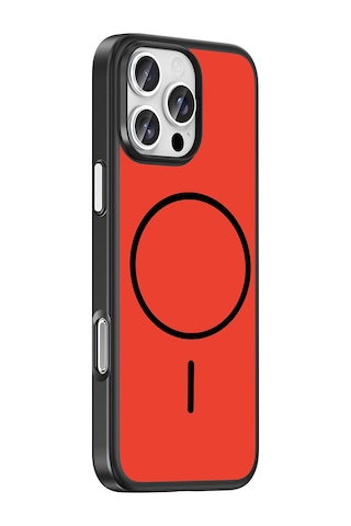 Apple iPhone Uyumlu 16 Pro Max Kılıf M-safe Şarj Özellikli Zore Lora Pc Kapak - Kırmızı-gri