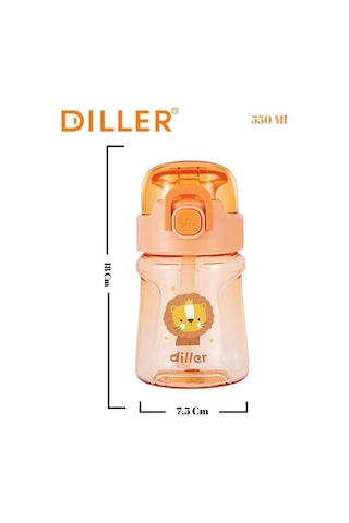 Diller Tritan Pipetli Çocuk Matara Turuncu 550 Ml Renkli