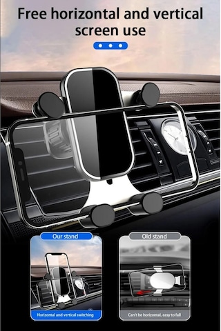 Araç İçi Ahtapot Telefon Tutucu Yatay Dikey Kullanılabilir Havalandırmaya Takılan Car Holder Tutucu Siyah