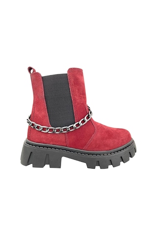 Chelsea Kız Çocuk Deri Kısa Çizme Bordo Nubuk Bordo