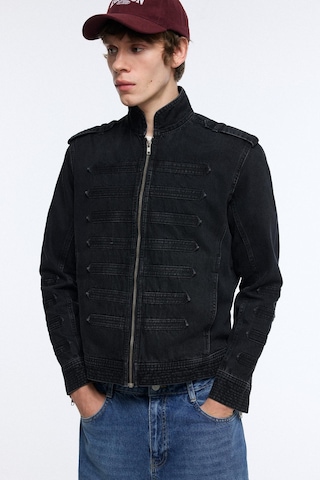 Defacto Regular Fit Dik Yaka Fermuarlı Pamuklu Jean Napolyon Ceket J1027ax26aunm40 Siyah-nm40
