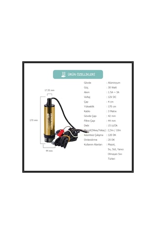 Kizilirmak 12 Volt Alüminyum Dalgiç Tipi Sivi Aktarma Pompasi 195941595