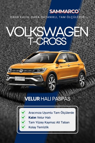 Volkswagen T-cross 2021 Halı Paspas Velur Paspas Kumaş Paspas Oto Paspas