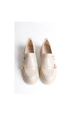 Sermoda Loafer Kadın Ayakkabı - Makosen Tokalı Casual Günlük Kadın Ayakkabı Ten Rugan