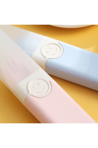 Sones 4'ü 1 Arada Taşınabilir Buğday Samanı Sofra Takımı Açık Hava Seyahat Saklama Sofra Takımı Kutusu, Stil: B Bıçaklı