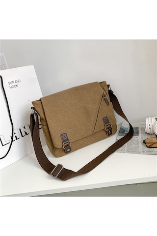 Moda Günlük Çok Amaçlı Kanvas Omuz Çantası Mh7022 Kahverengi