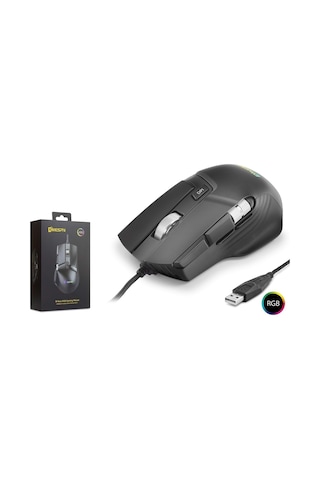 Mkespn X13 Gaming Mouse Kablolu 12400 Dpi 10 Tuş Makro Rgb Oyuncu Mouse Siyah