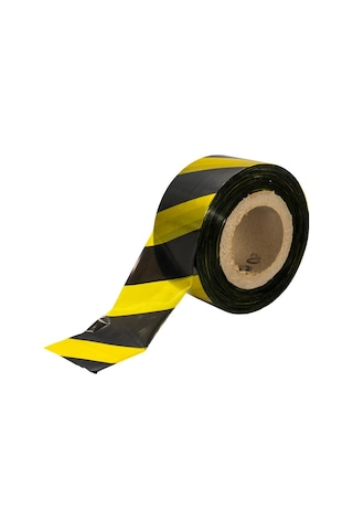 Emniyet Şeridi Sarı Siyah İkaz Bandı Büyük Boy 7.5cm 500mt