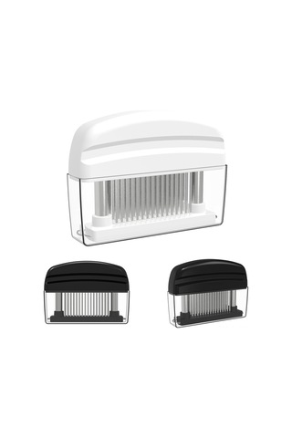 Shineyee 48 İğneli Paslanmaz Çelik Et Yumuşatıcı, Et İskeleti Kırıcı, Pişirme Aracı Siyah