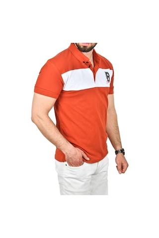 Deepsea Erkek Kiremit Slim Fit Nefes Alan Pamuklu Kumaş Dar Kesim Kıvrılmaz Yaka Polo Yaka Tişört 2503019 KIREMIT