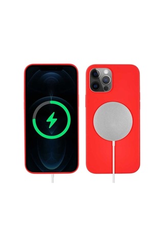 Apple Uyumlu iPhone 13 Pro Max Kılıf Zore Silksafe Wireless Kapak Kırmızı