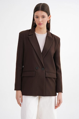Mixray 4516 Kadın Bezayağı Blazer Ceket Kahve