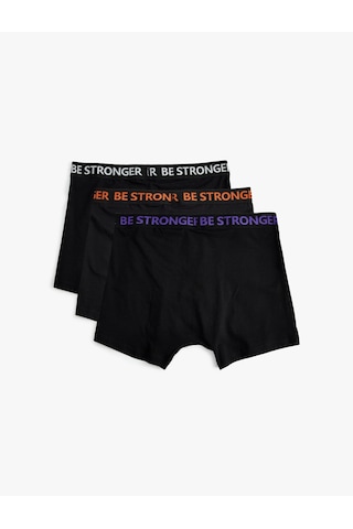 Koton 3'lü Boxer Seti Slogan Baskılı Pamuklu Siyah 5slm90015mk Siyah
