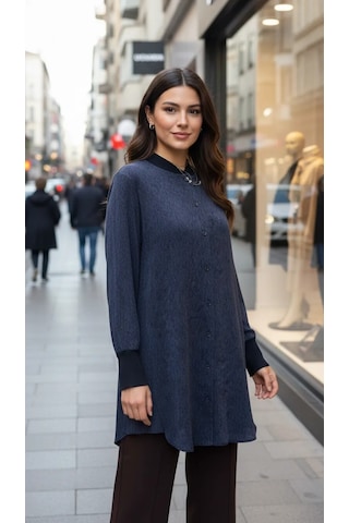 Invee İnvee Modal Kumaş Tunik 7254 Lacivert