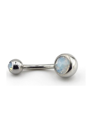 Buz Renk Taşlı Muz Göbek Çelik Piercing P464