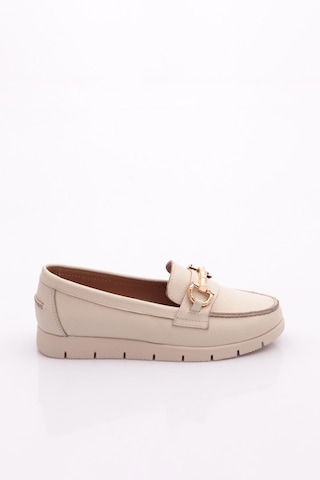 Dgn 5604-2 Kadin Aksesuarli Loafer Ayakkabi Bej Floater