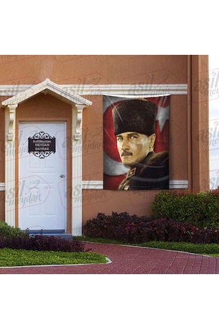 Mavi Gözlü Kalpaklı Gazi Mustafa Kemal Atatürk - Ay Yıldız Türk Bayrağı Poster Bayrak 100x150 Cm 1 Mavi Gözlü Kalpaklı Gazi Mustafa Kemal Atatürk - Ay Yıldız Türk Bayrağı Poster Bayrak 100x150 Cm 1