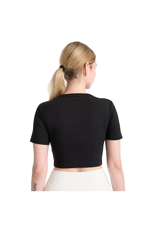 Hnc Sport Kadın Siyah %80 Modal %20 Elastan Kısa Kol Compression Spor Crop - Nefes Alan Ve Esnek Crop