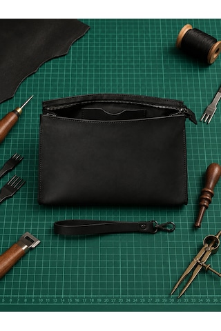 Vintage Leather Craft Hakiki Deri Erkek El Çantası 1091 Sıyah