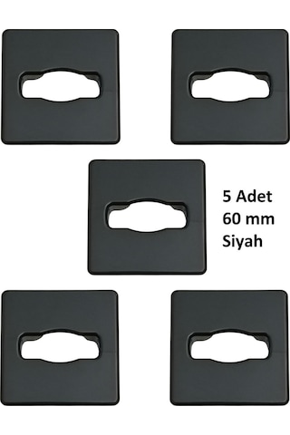 Adilon Masaüstü Kablo Kanalı Deliği Kapağı, Kare, Siyah 6 Cm 5 Adet