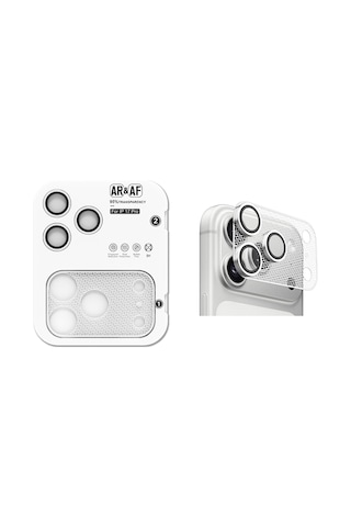 Maks Technology Apple İphone Uyumlu 17 Pro Mkst Cl-22 Parmak İzi Bırakmayan Anti-reflective 2in1 Kamera Lens Koruyucu - Turuncu