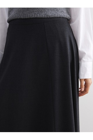 Lcw Modest Siyah Beli Fermuarlı Kloş Etek