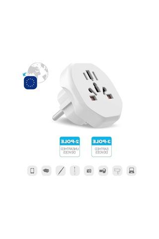Evrensel Seyahat Priz Adaptörü, 2300w Güç, 10a Beyaz, Çok Fonksiyonlu
