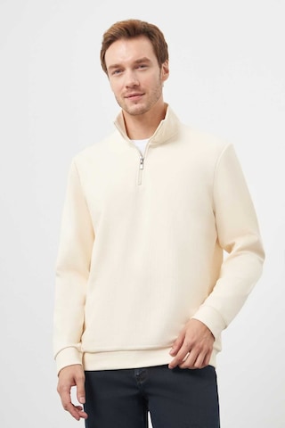 Morven Erkek Ekru Fermuarlı Bato Yaka Sweat-shirt 25ks063001454 Ekru