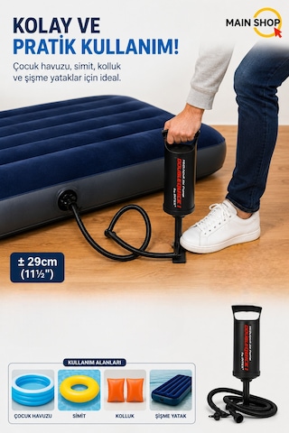 Mainshop Intex 29 Cm Kutulu Pompa Yatak, Bot, Can Yeleği, Havuz Ve Simit Şişirme Pompası M-68612