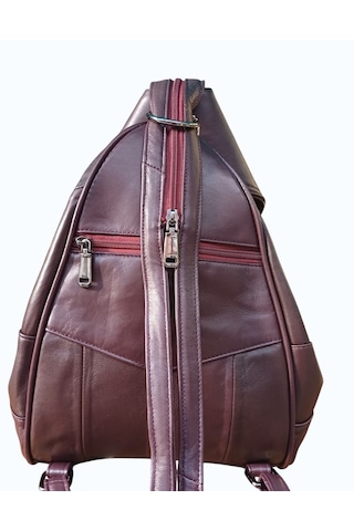 Durush Collection Hakiki Deri, Tasarım El İşlemesi Çiçekli Bordo Sırt Çantası
