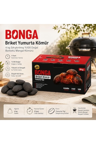 Briket Yumurta Kömür - 4 Kg Sıkıştırılmış %100 Doğal Barbekü Mangal Kömürü Çok Renkli