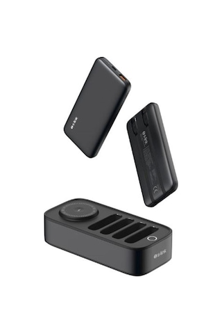 S-link Ip-ds40 4 Adet 10000mah Powerbank Li 15w Kablosuz Şarj Siyah Taşınabilir Şarj İstasyonu Siyah