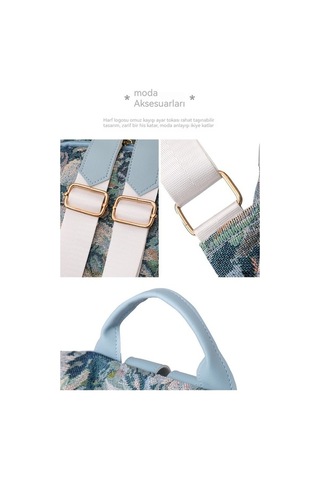 Luckydog Kadın Modası Çiçek Naylon Kontrast Renk Hırsızlığa Karşı Sırt Çantası- Açık Mavi001 Açık Mavi Açık Mavi