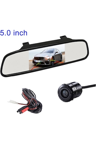 Rh-503 5.0 İnç Ayna Araç Kamerası Yuvarlak Kamera / Video Kablosu Araba İçin Su Geçirmez Dikiz Aynası Kamera