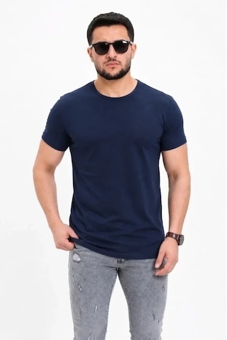 Defymoda Erkek Basic Tişört Bisiklet Yaka Kısa Kol Günlük Yazlık Slim Fit T-shirt - Lacivert