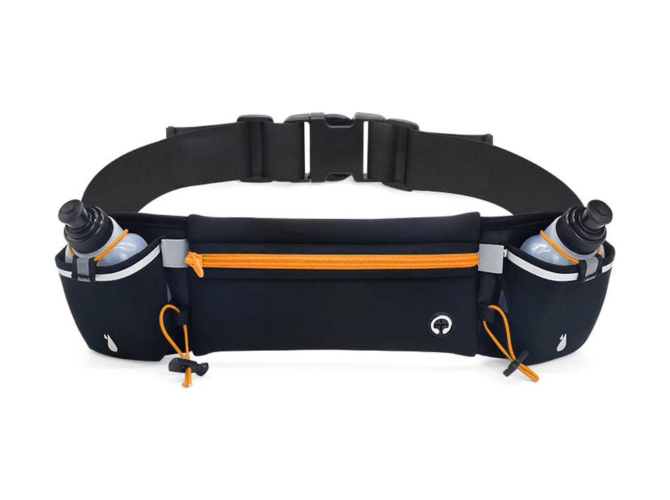 Fosenze Erkek Kadın Unisex Su Geçirmez Spor Bel Çantası, Koşu Bisiklet Maraton İçin Telefon Kart Su Şişesi Bölmeli Orta Boy Turuncu Çok Renkli