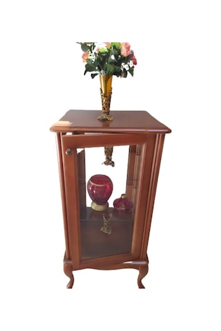 Gümüşlük KARE Model 120 cm Parlak Ceviz Boya Kayın Lükens Aslan Ayak 2 Raf El Yapım