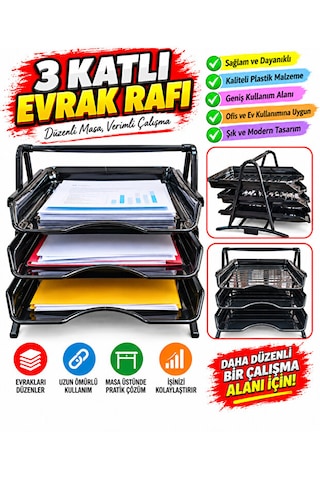 3 Katlı Evrak Rafı Masanızda Düzenin Yeni Hali Ofis Evrak Rafı