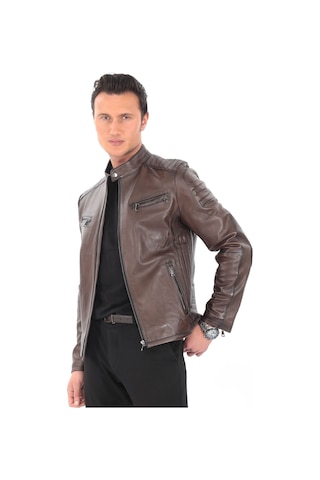 Newzaya Hakiki Deri Erkek Ceket Klasik Şıklıkla Buluşan Modern Stil Kahverengi
