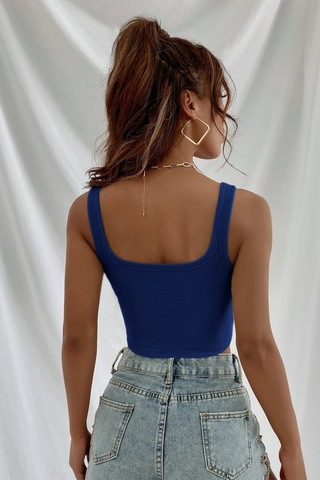 Najmaddin.com Beru Kadın Lacivert Kalın Askılı Crop Top Büstiyer