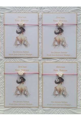 24 Adet Kişiye Özel Gül İnci Model Düğün Nikah Nişan Söz Kına Hatırası Dağıtmalık Hediyelik Bileklik