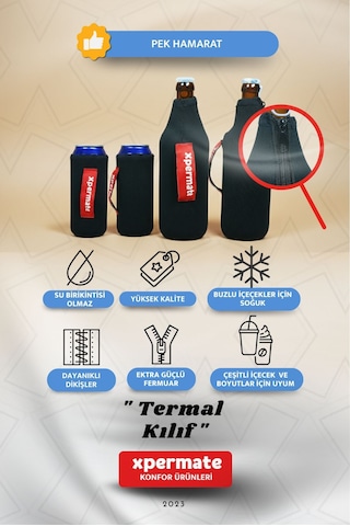 Xpermate Termal İçecek Kılıfı Sıcak & Soğuk Tutan Kutu Bira Termal Kılıf 0,5l Siyah
