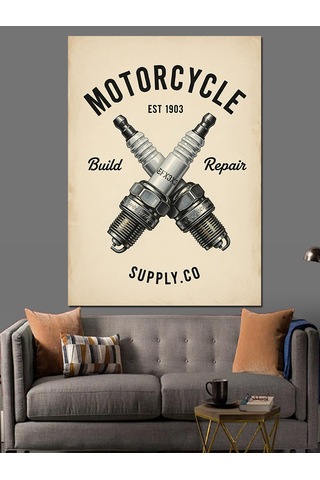 Karizma Tablo Motorsiklet Çapraz Anahtarlar Posteri Dekoratif Kanvas - Mdf Ahşap Tablo