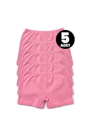 Öts Kız Çocuk 5 Li Pamuklu Boxer Günlük Rahat Kesim 8210-5 Pembe